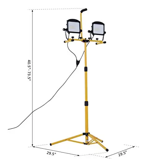 Portable Dual-Head 50W 5000 Lumen LED Flood Work Light with Metal Lamp Housing and Telescoping Tripod: Bright Illumination on the Go