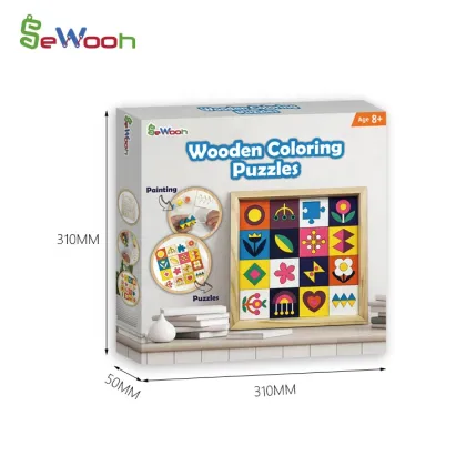 Wooden Coloring Puzzles - DIY Craft Puzzle Toys for Kids
