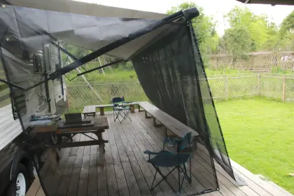 RV Awning Sun Shade: Caravan Awning Parts and RV Black Mesh Screen Sunshade