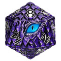 Dragon Scale Metallic 20 Sided Polyhedral Dice 33mm, Over-Sized Solid Metal Dragon Eye D20 Dice (1 Die)