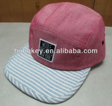 5-panel camp with strip flat brim