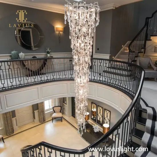 Large creative custom white stair chandelier Villa stair chandelier shopping mall custom hall decoration chandelier