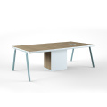 Smart light blue PVC edge modern conference table for meeting room