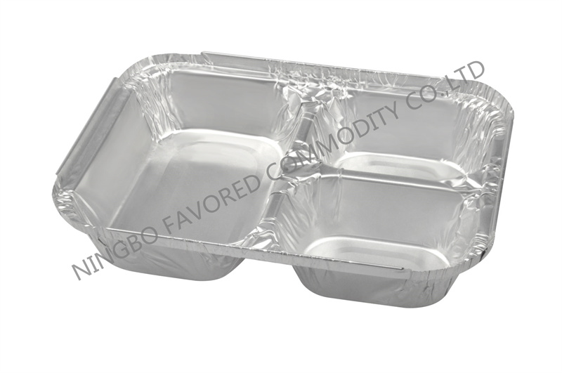 Aluminium foil container with3 compart pan