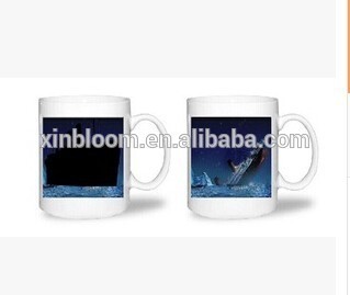 2015 new magic ceramic titanic changing mug,creative heat transfer printing cup