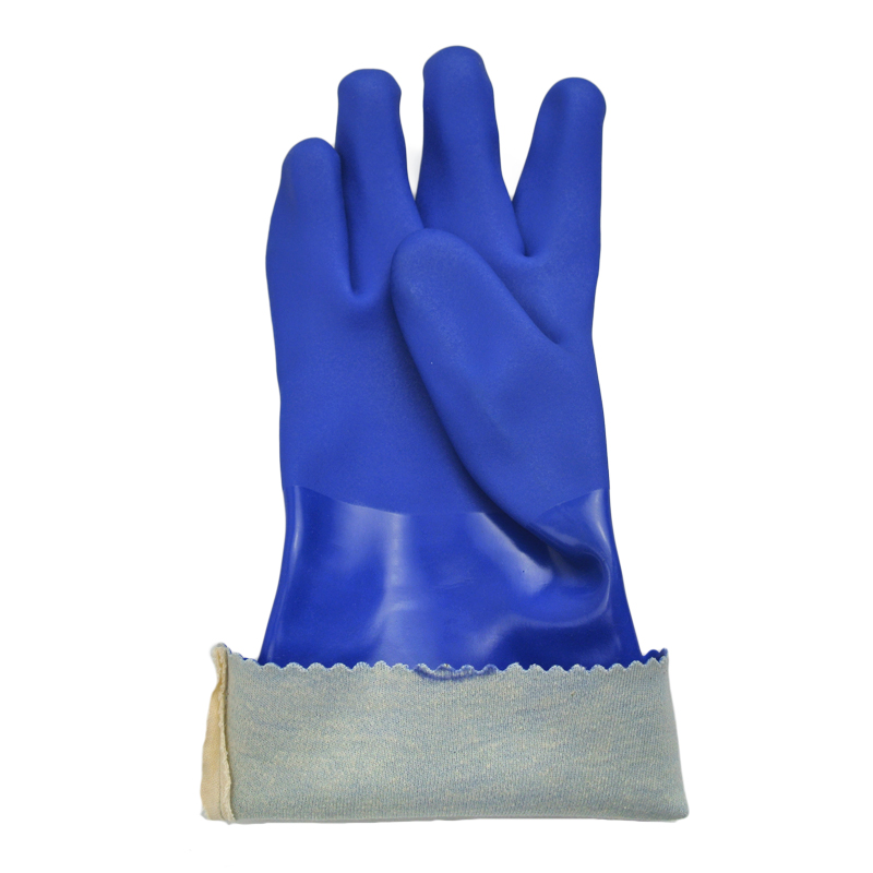 Blue PVC coated gloves 14''