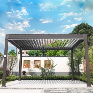 UV Block Electric Gazebo Pavilion - Waterproof Aluminium Canopy Pergola with LED Blinds and Remote Control, 3x4m