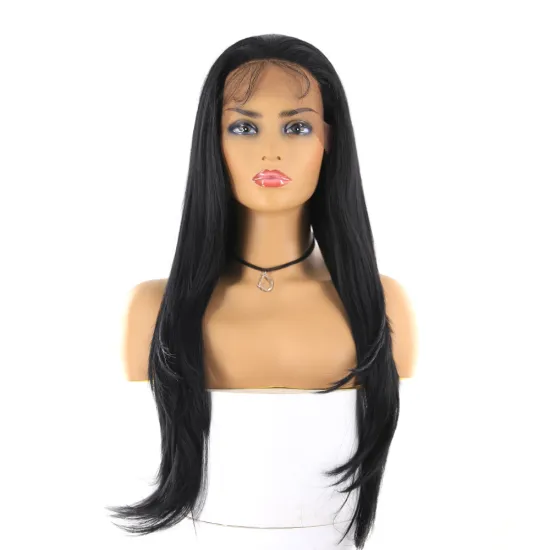 X-TRESS 26 Inch Dark Roots Mixed Black Color Long Straight Lace Wig With Baby Hair Middle/Free Part Synthetic Lace Front Wigs