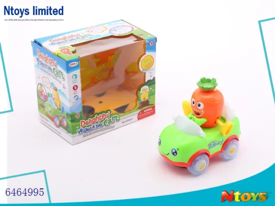 6464995 BABY TOY CARTOON BO CAR VEGETABLE W/LIGHT/MUSIC.W/O 3*AA BATTERIES