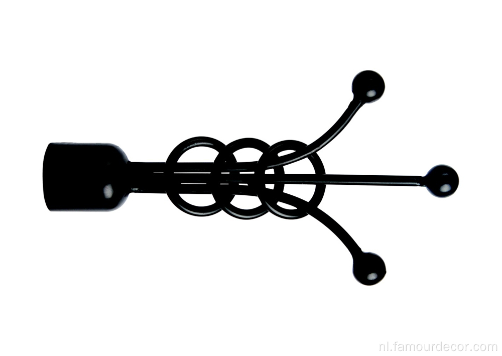 Smeedijzeren drie cirkel hoofd gordijnroede