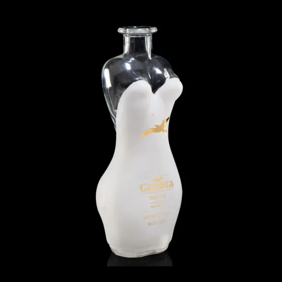 cork finishing colored female body shaped bottle tequila glass bottle 75cl
