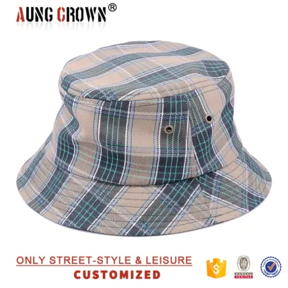 Fashion adult unisex plaid funny fishman bucket hats