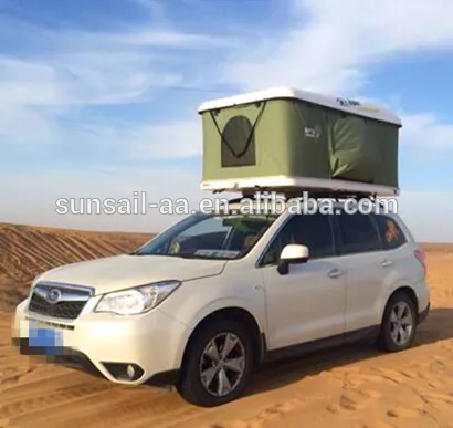 pop white Fiberglass Hard Shell Roof Top Tent with Shaking Handle