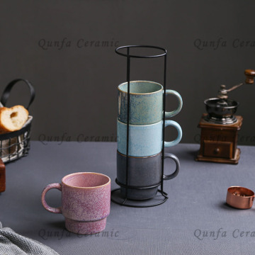 Set de 4 Mugs empilables avec support filaire