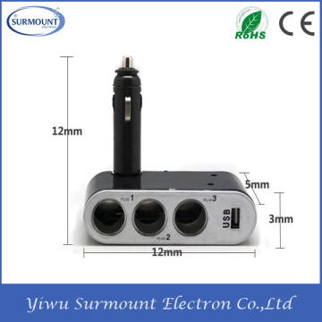 12V Car Cigarette Lighter Power Adapter Multiple Car Lighter Socket with USB Charger