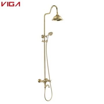 Chrome Plating Brass Decorative Shower Columns Set with Diverter