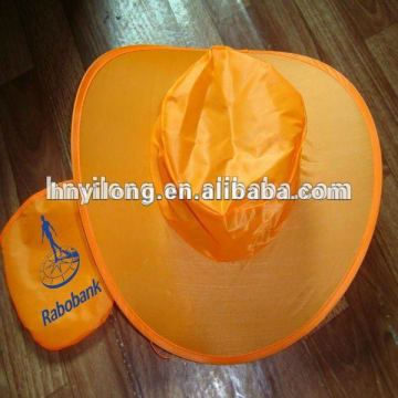 foldable fashional 100% polyester cowboy hat 38cm in diameter