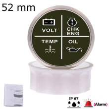 52 mm 4 LED Alarm Gauge with Volt/Oil/Water Temp/Check Engine LED Alarm Indicator Meter fit for Car Boat With Red Backlight