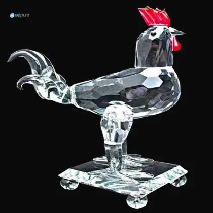 twelve chinese zodiac signs crystal rooster model with base ,animal rooster figure