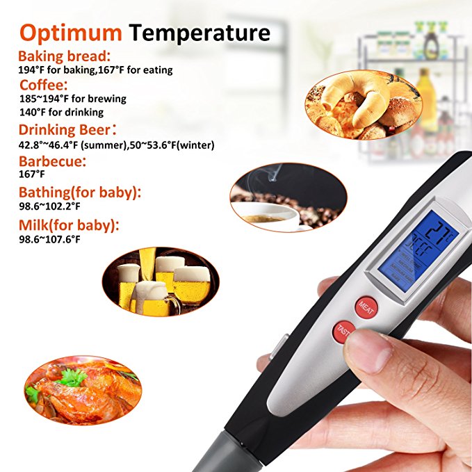 Instant Read BBQ Fork with Thermometer for Kitchen Cooking