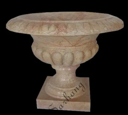 Natural Marble Planter and Vase outside, marble planter