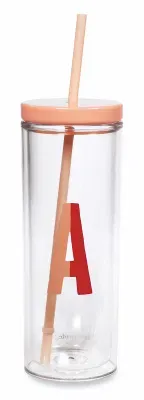 Insulated Initial Tumbler Reusable Straw 24 Ounce Acrylic Lid Travel Mug