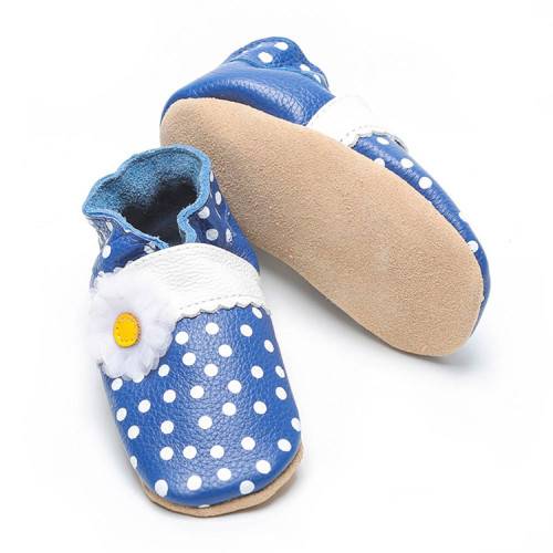 Zapatillas de zapatos de cuero de bebé suave de impresión azul