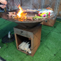 Outdoor cooking fire pit grill