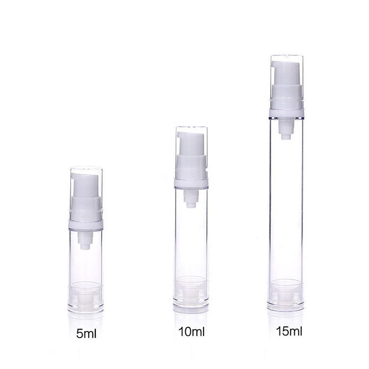 스킨 케어 여행 크기 플라스틱 화장품 아이 크림 혈청 펌프 에어리스 병 5ml 10ml 15ml