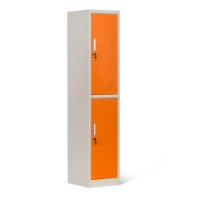 Single Orange Metal Locker 2 Doors