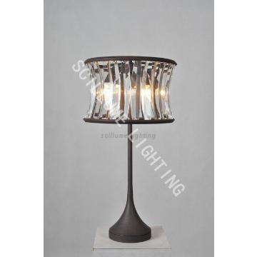 antique black iron desk lamp with crystal sticks