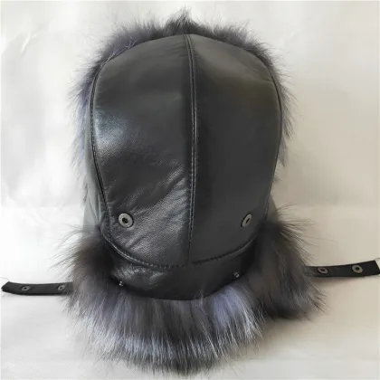 Winter Hat Fur Hat Russian Men Hunting Hat Real Silver Fox Fur Hats