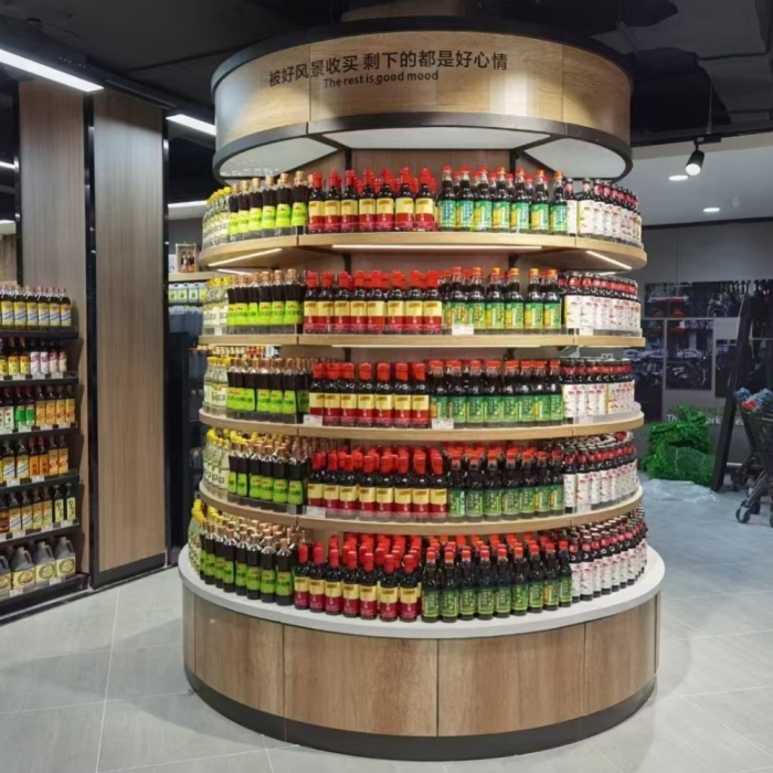 Double Sided Cylindrical Design Supermarket Shelves