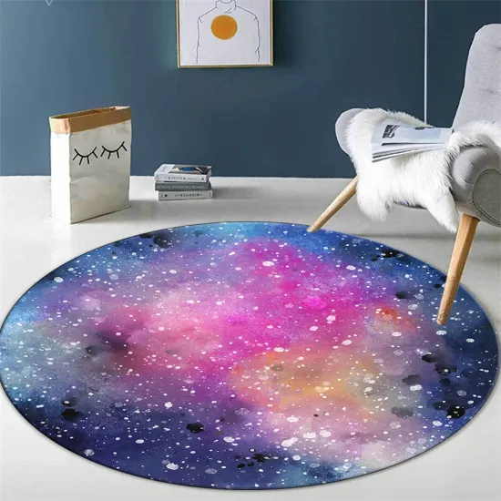 Colorful Star Sky Round Carpet For Girl's Bedroom Purple Blue Coffee Table Rug Living Room Decoration Chair Mat Nordic Simple