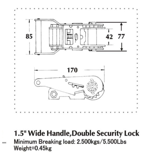 1.5 Inch Wide Handle & Double Security Lock Ratchet Buckle