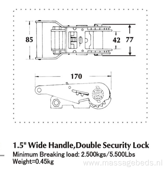 1.5 Inch Wide Handle & Double Security Lock Ratchet Buckle