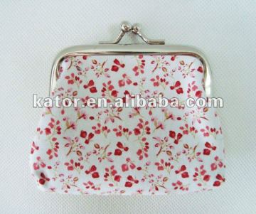carry-on cotton fabric rose coin purse bag for lady
