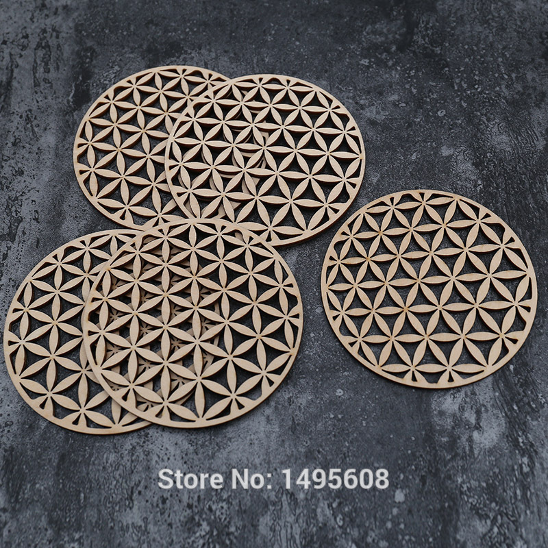 Wooden Coaster Flower Of Life , Wooden Beverage coaster, Drink Holder Wood Gift, Water Harmoniser Spiritual Beermat