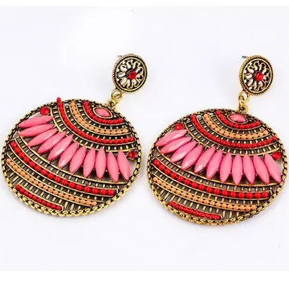 Heavy Behemian earrings, champagne colored jewelry earrings