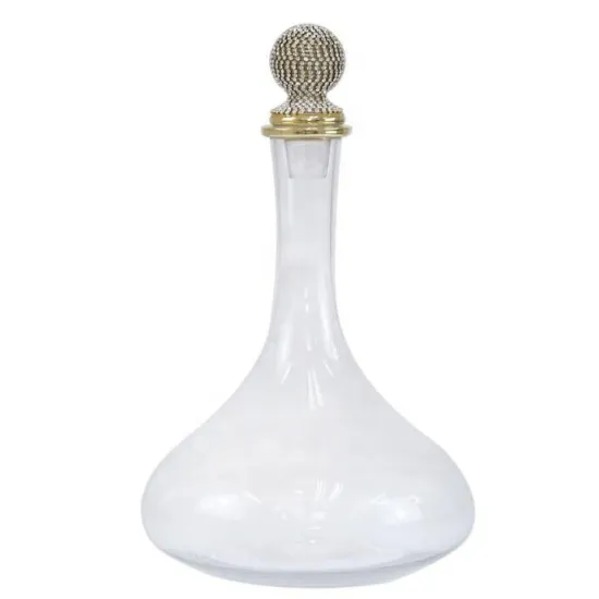 wine glass decanter with gold ball stopper