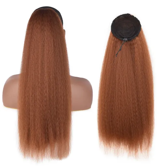 AliLeader Afro Puff Long Kinky Straight Elastic Band Ponytail Clip In Ponytail Synthetic Natural Hair Extension