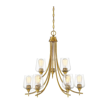 Modern 9-Light Large Spider Chandelier with Clear Glass Shades for Dining and Living Rooms