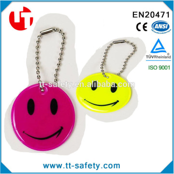 Custom shaped model Smile Face design Promotional Reflective Keychains For Warning Safety