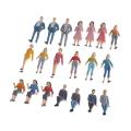 20 Pack Model Trains Architectural 1:25 Scale Painted Figures O Scale Sitting and Standing People for Miniature Scenes