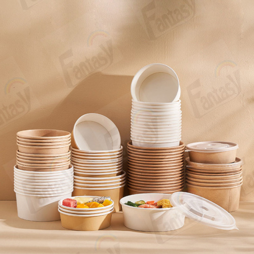 Retângulo quadrado Kraft Paper Fast Food Salad Bowl