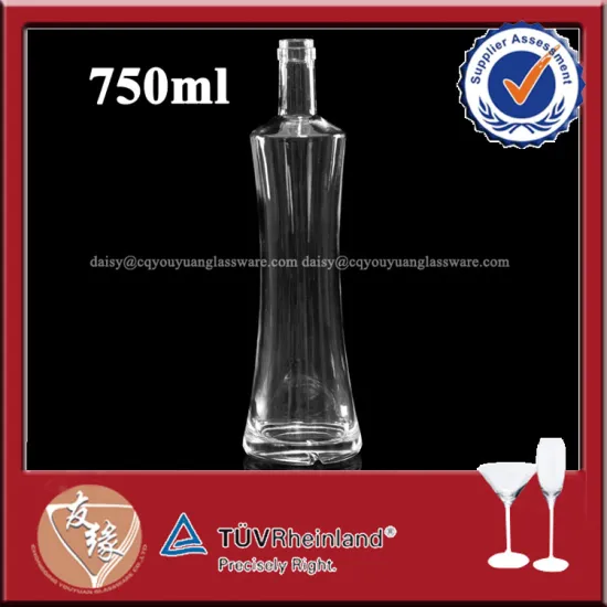 Wholesale slim waist unique shaped glass bottles vodka 750ml