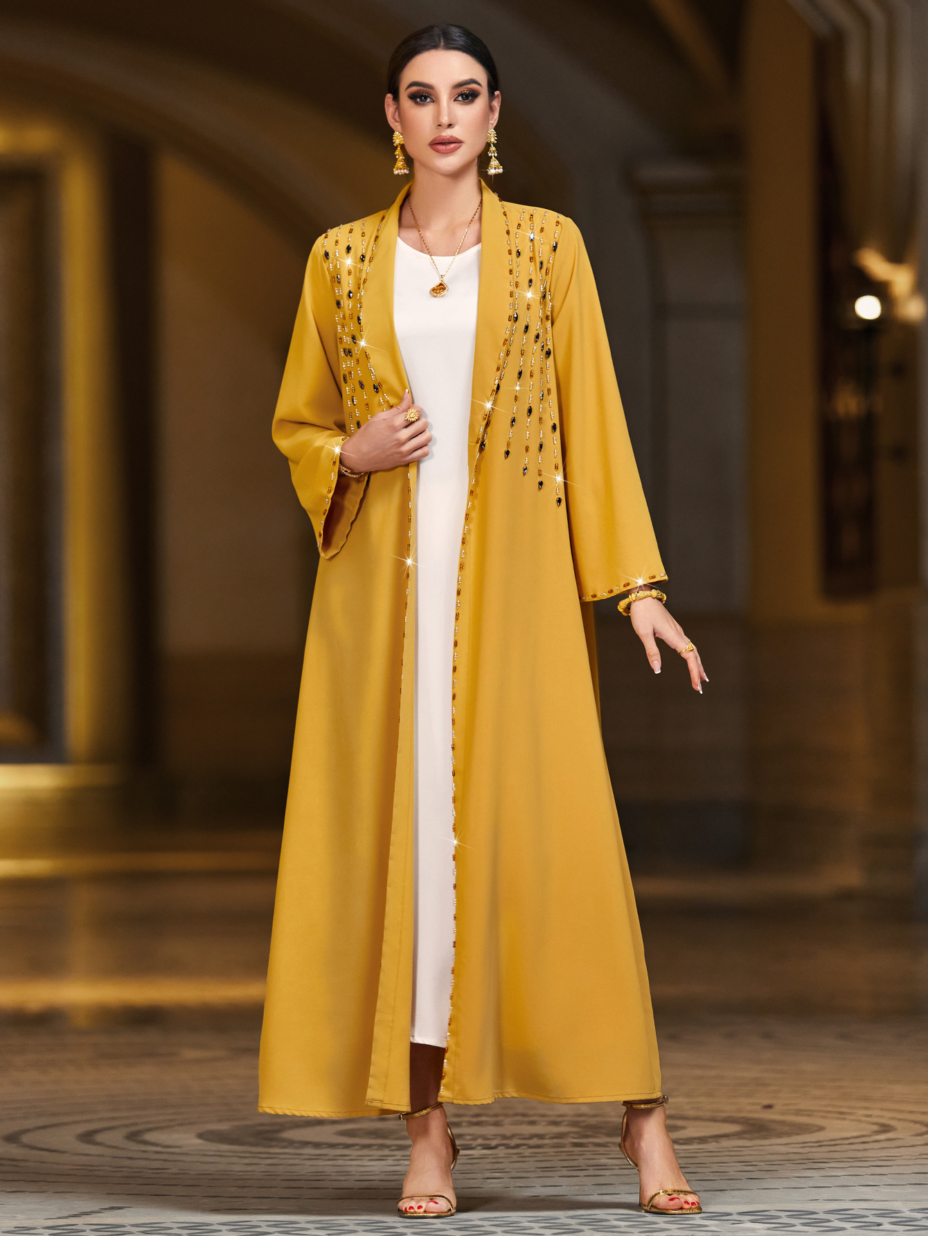Beaded Open Kimono Abaya for Women