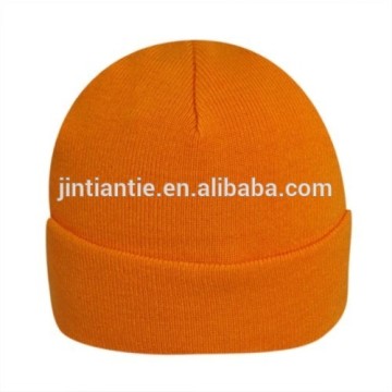acrylic good-looking Casual solid color cuff Beanie Knitted Hats