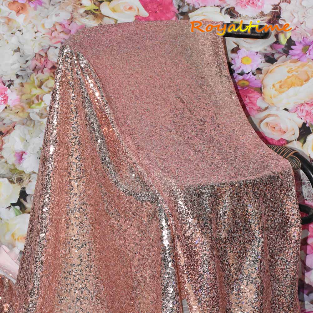 Royal Time-Rose gold/navy blue/Red/Pink/Black 4FT(125cm)width sequin fabric material by half yard for dress/shoes/wedding/party