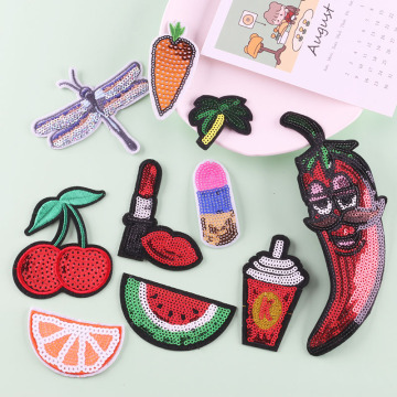 Iron-on Patches DIY: Sequins & Embroidered Fruits & Beverages for Shoes, Hats, Bags & Clothing